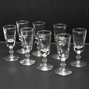 Vintage Steube Style Sherry Shot Glasses Footed Crystal Clear Set of 8 Holidays